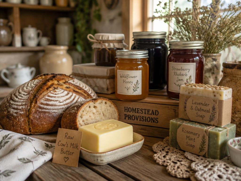 Homemade breads, preserves, honey, and soaps